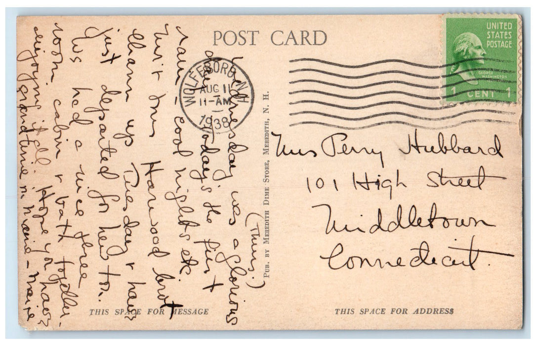 1938 Aerial View Of Lake Winnipesaukee Valleys New Hampshire NH Posted Postcard