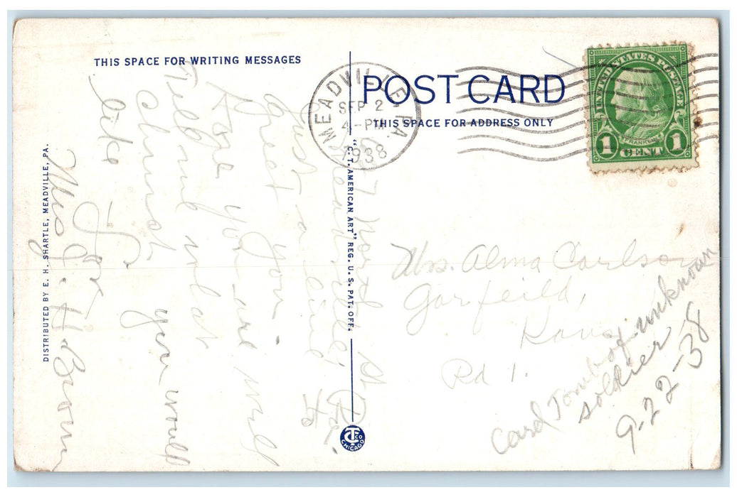 1938 St. Agatha's Parochial School Campus Meadville Pennsylvania PA Postcard