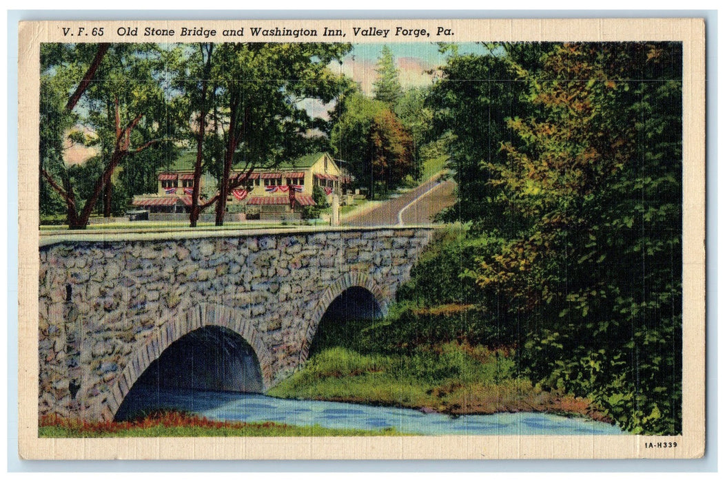 1947 Old Stone Bridge & Washington Inn Valley Forge Pennsylvania PA Postcard