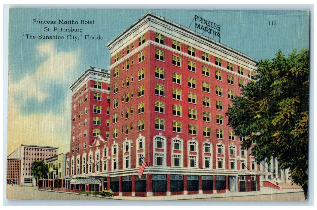 1947 Princess Martha Hotel The Sunshine City St. Petersburg Florida FL Postcard