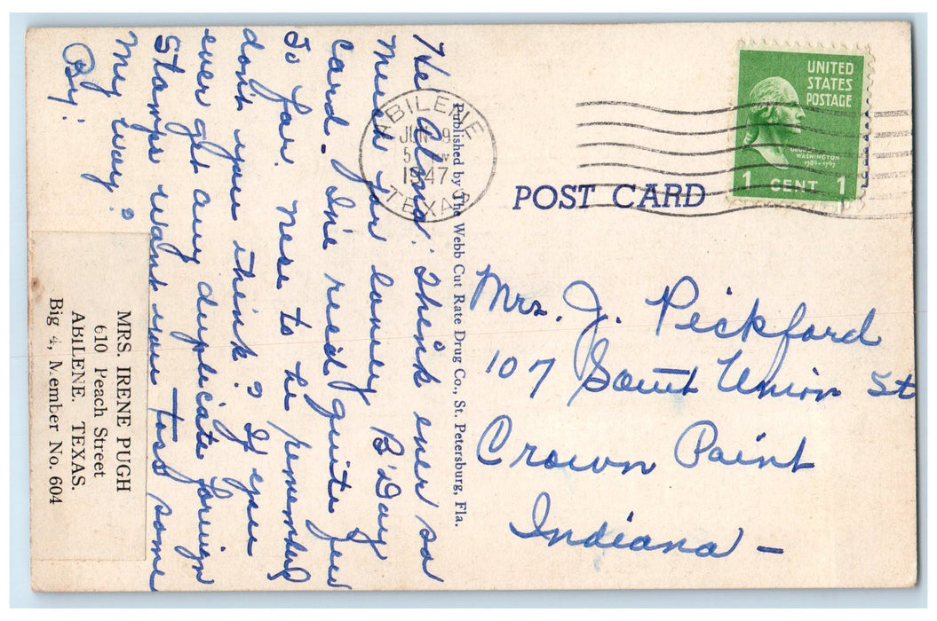 1947 Princess Martha Hotel The Sunshine City St. Petersburg Florida FL Postcard