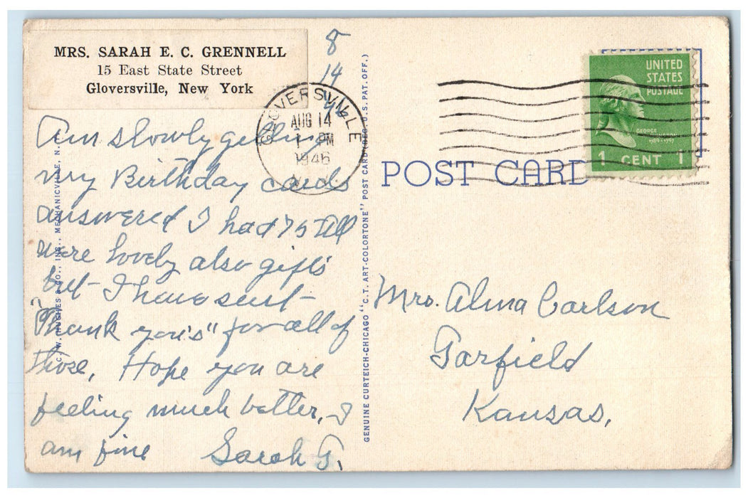1946 Camp Of Woods On Lake Pleasant Canoe Boating Bathing Speculator NY Postcard