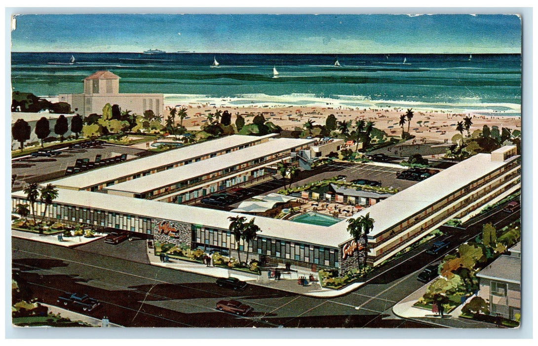 1958 Surf Rider Inn Hotel Restaurant Building Los Angeles California CA Postcard