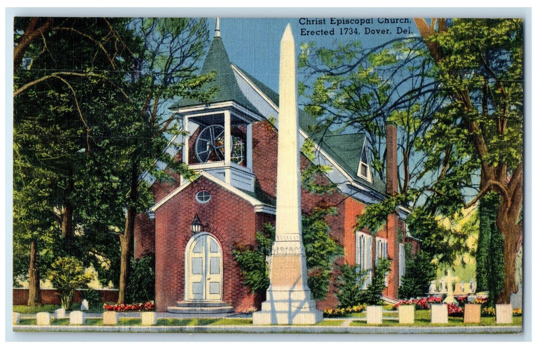 c1910's Christ Episcopal Church Erected 1734 Tower Dover Delaware DE Postcard