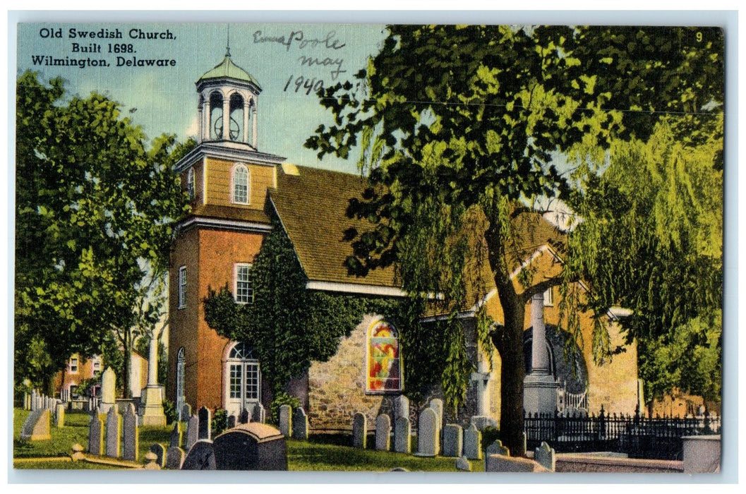 c1910's Old Swedish Church Cemetery Built 1688 Wilmington Delaware DE Postcard