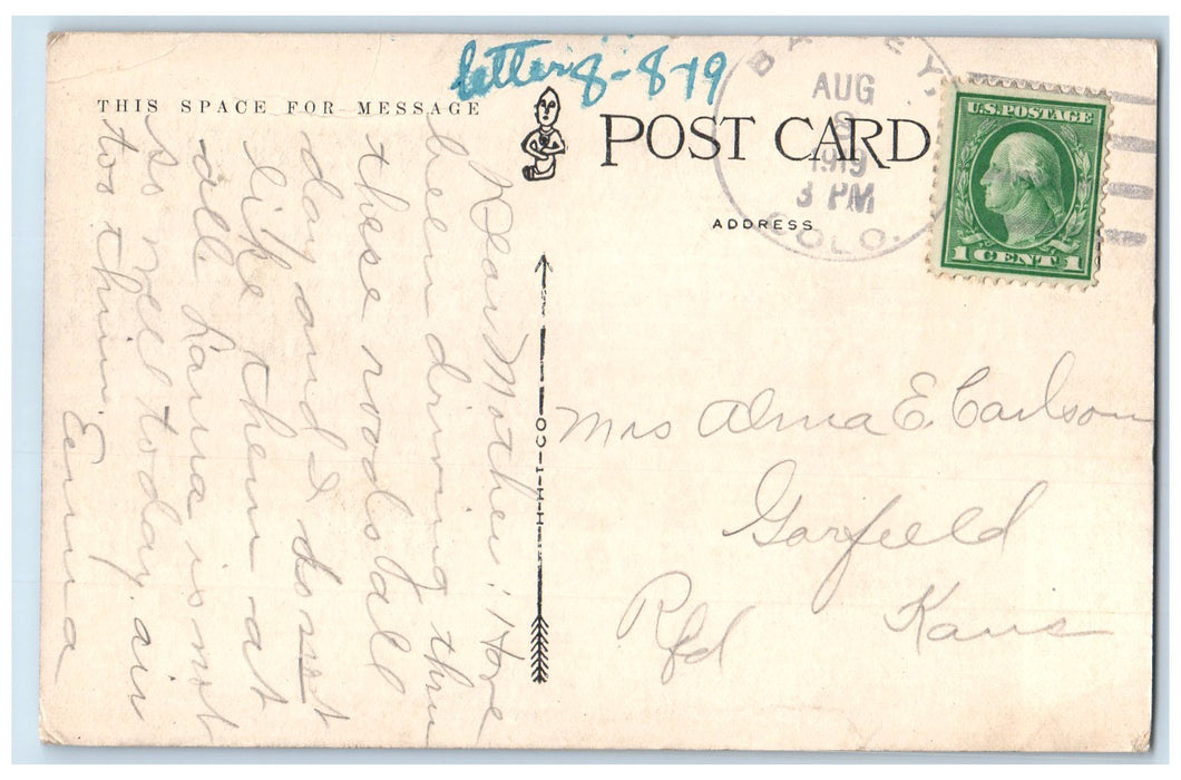 1919 From Mt Lookout Man On Vista Valley River Grove Bailey Colorado CO Postcard