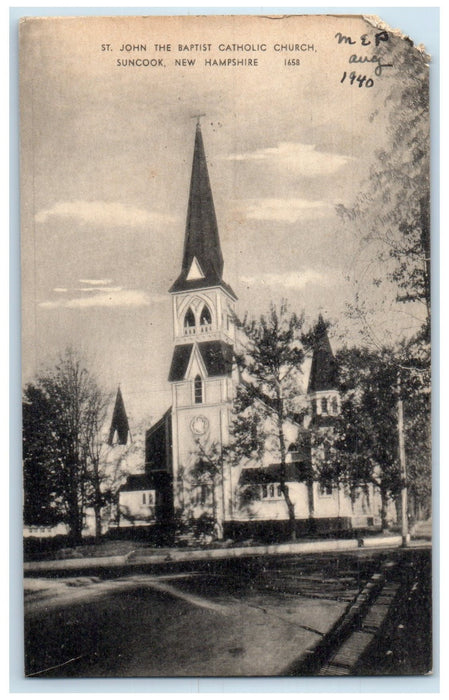 1940's St. John The Baptist Catholic Church Suncook New Hampshire NH Postcard