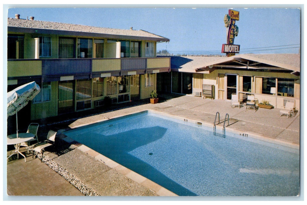 c1950 Royal Palms Motel Restaurant Swimming Pool Concord California CA Postcard