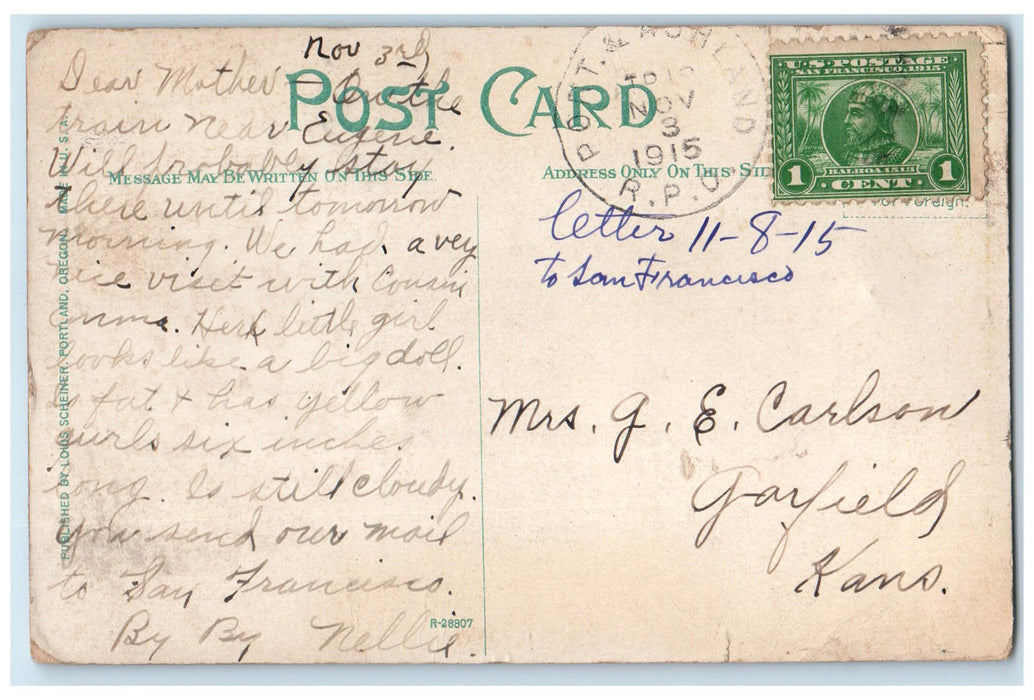 1915 Grace Methodist Church Dirt Road Building Tower Portland Oregon OR Postcard