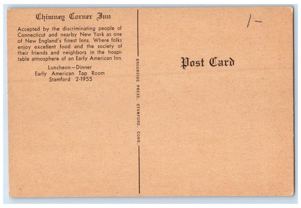 c1920's Chimney Corner Inn Hotel Restaurant Stamford Connecticut CT Postcard