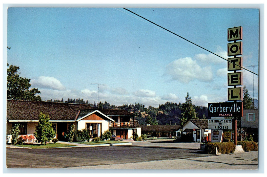 c1950 Motel Garberville Signage Entrance Garberville View California CA Postcard