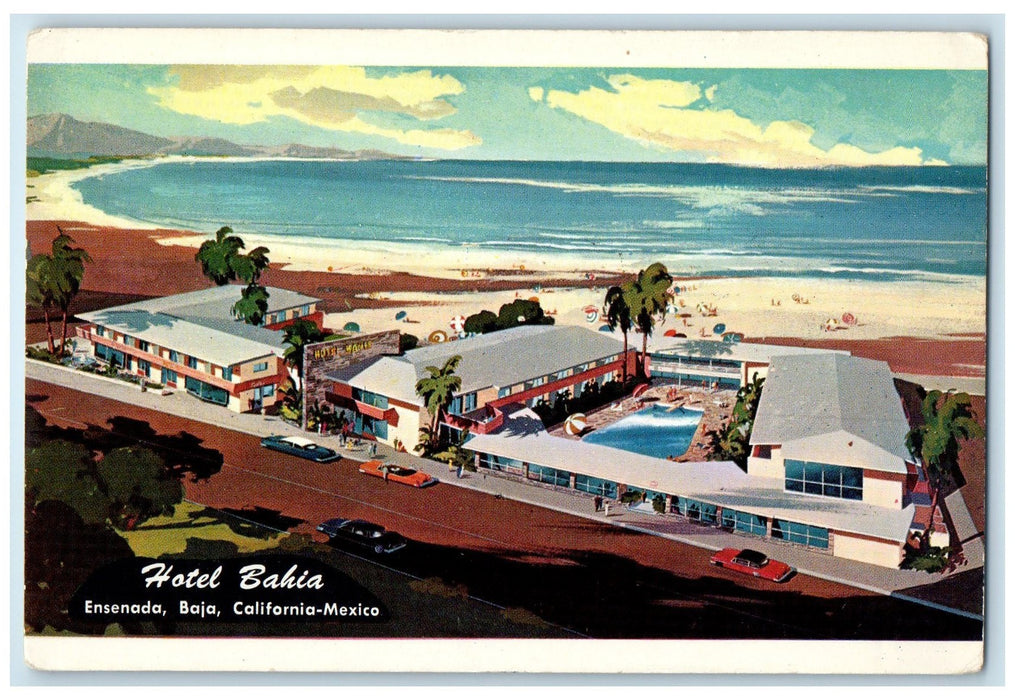 c1920's Hotel Bahia & Restaurant Ensenada Baja California Mexico CA Postcard