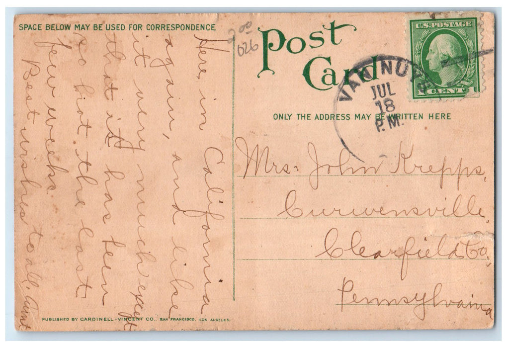 c1910's Hotel Greene Restaurant Landscape Park Pasadena California CA Postcard