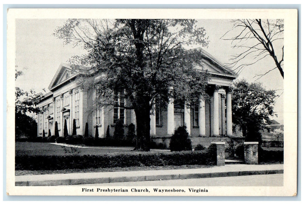 c1920's First Presbyterian Church Building Entry Waynesboro Virginia VA Postcard