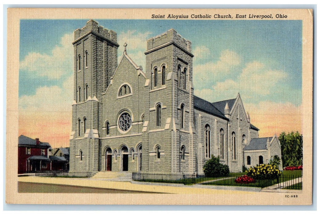 c1940's Saint Aloysius Catholic Church Garden East Liverpool Ohio OH Postcard