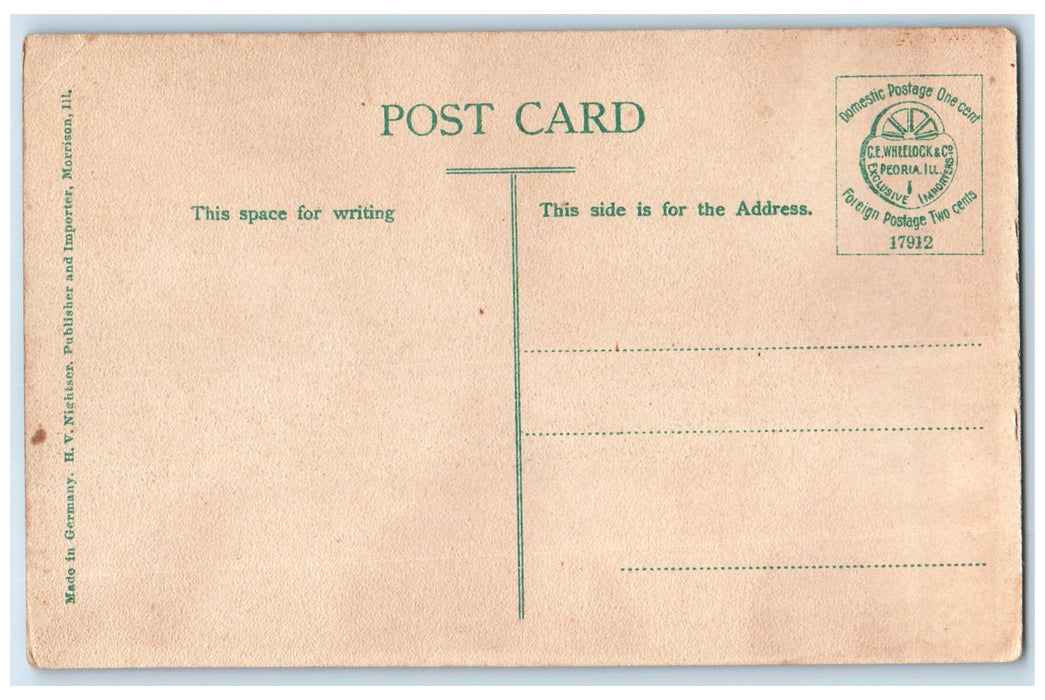 c1910's Remodeled High School Campus Building Smokestacks Morrison IL Postcard