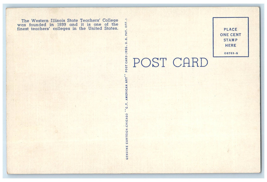 c1940 Morgan Gymnasium Western Illinois State Teacher College Macomb IL Postcard