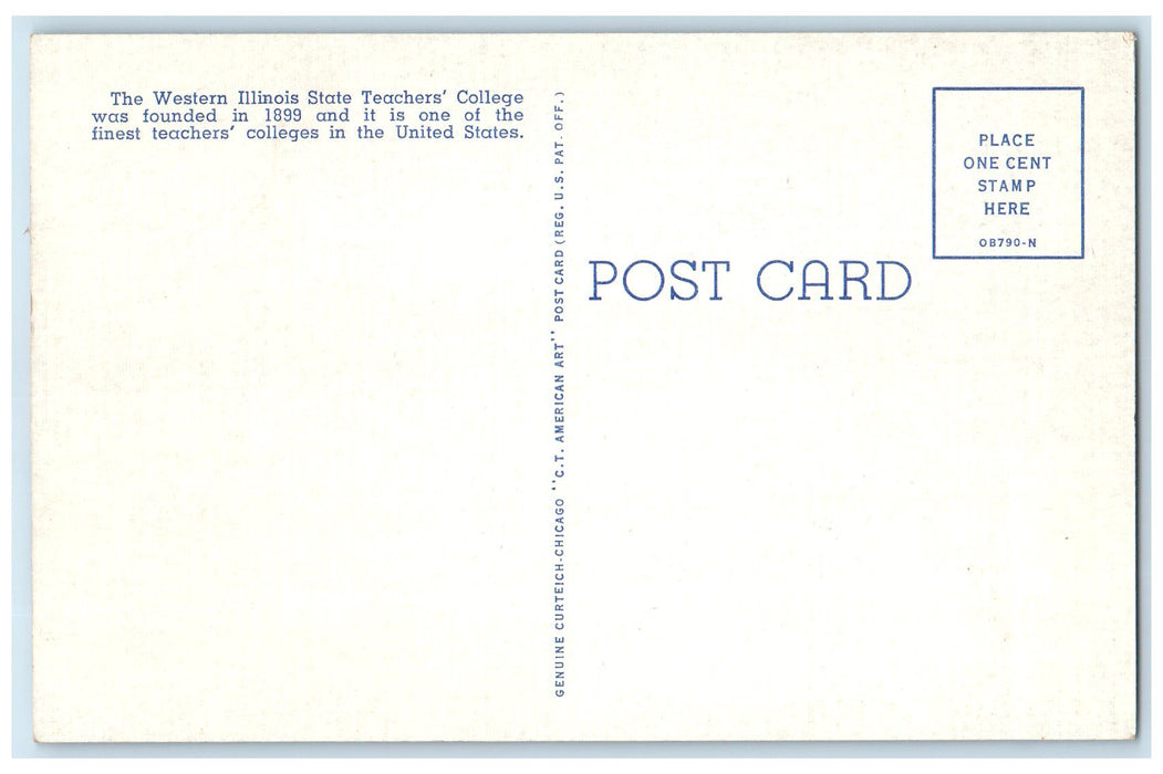c1940's Monroe Hall Western Illinois State Teachers College Macomb IL Postcard