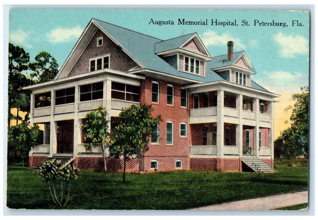 c1950's Augusta Memorial Hospital Building St. Petersburg Florida FL Postcard