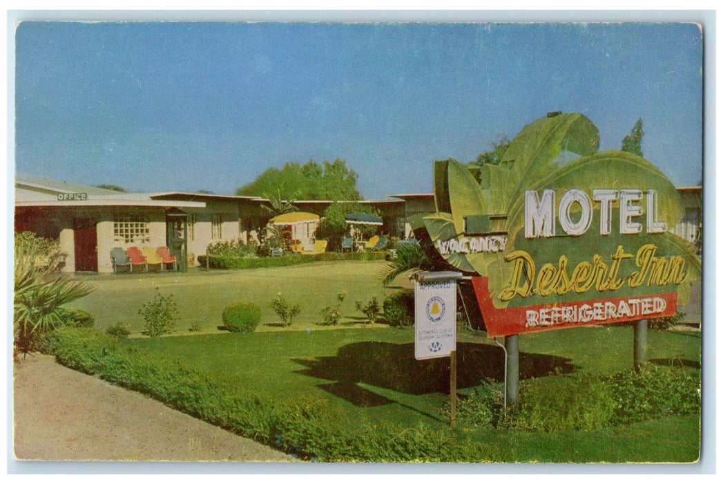c1950's Desert Inn Motel & Restaurant Entrance Signage El Centro CA Postcard