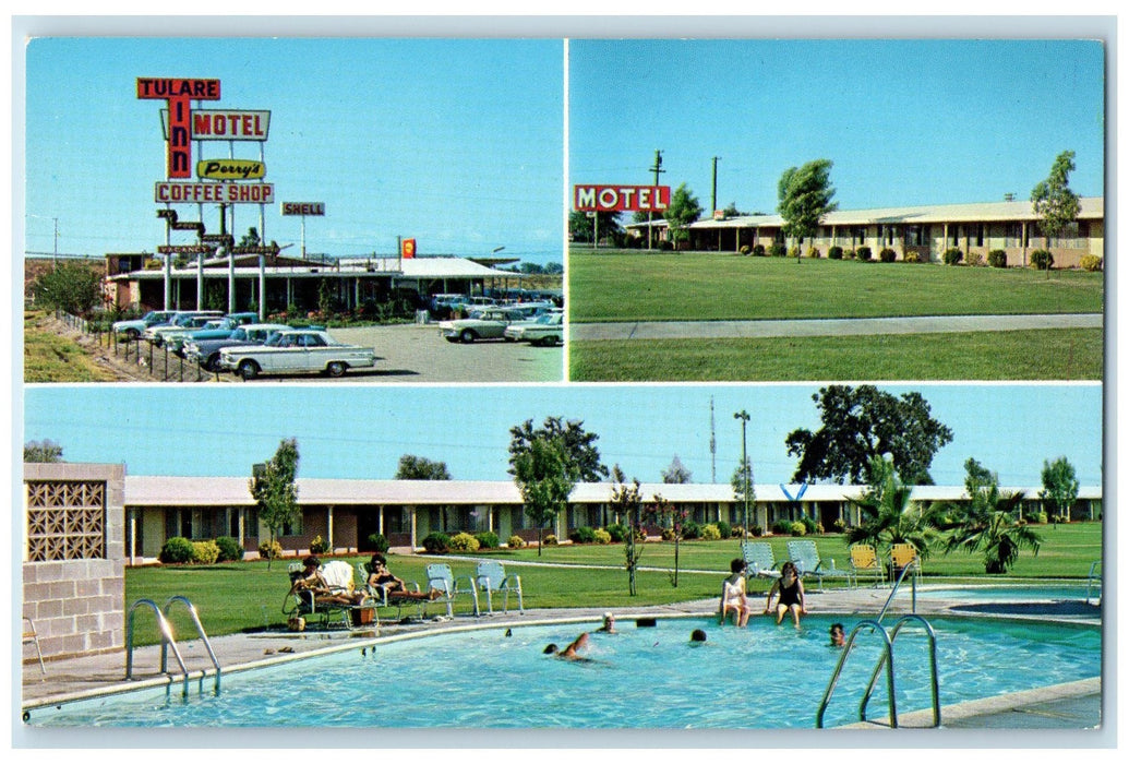 c1950's Tulare Inn Motel Perry's Coffee Shop Restaurant California CA Postcard