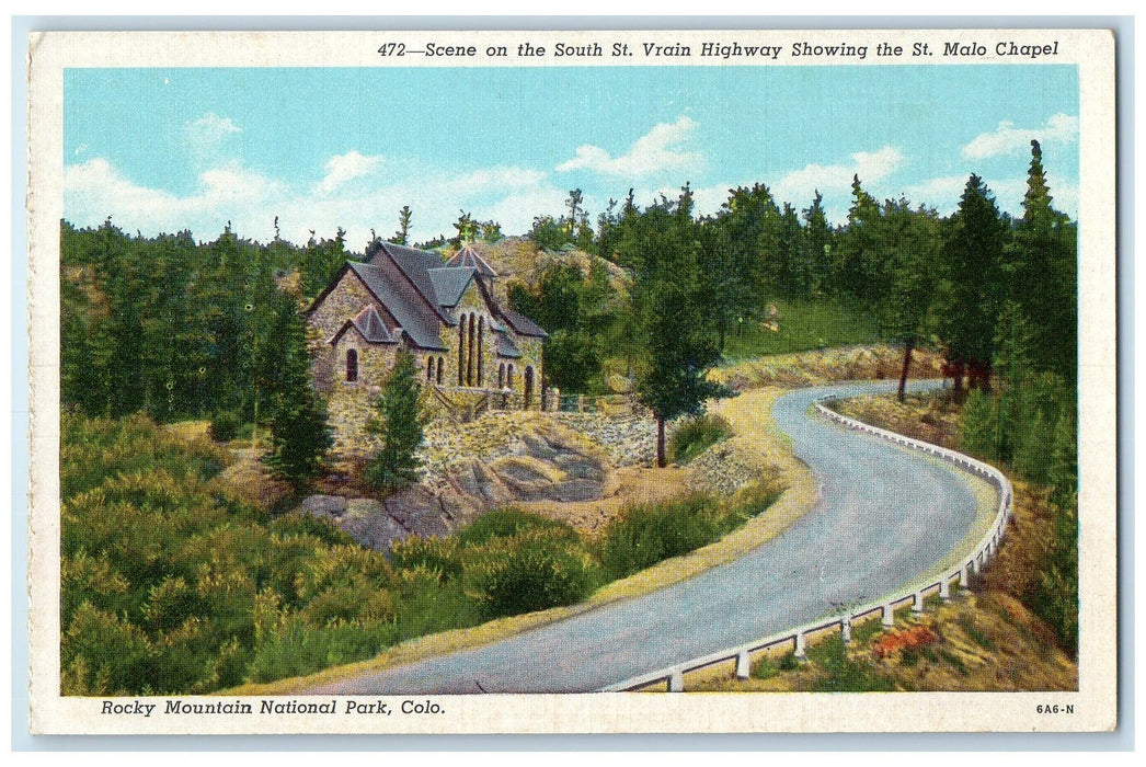 c1920 Rocky St. Vrain Highway Chapel Mountain National Park Colorado CO Postcard