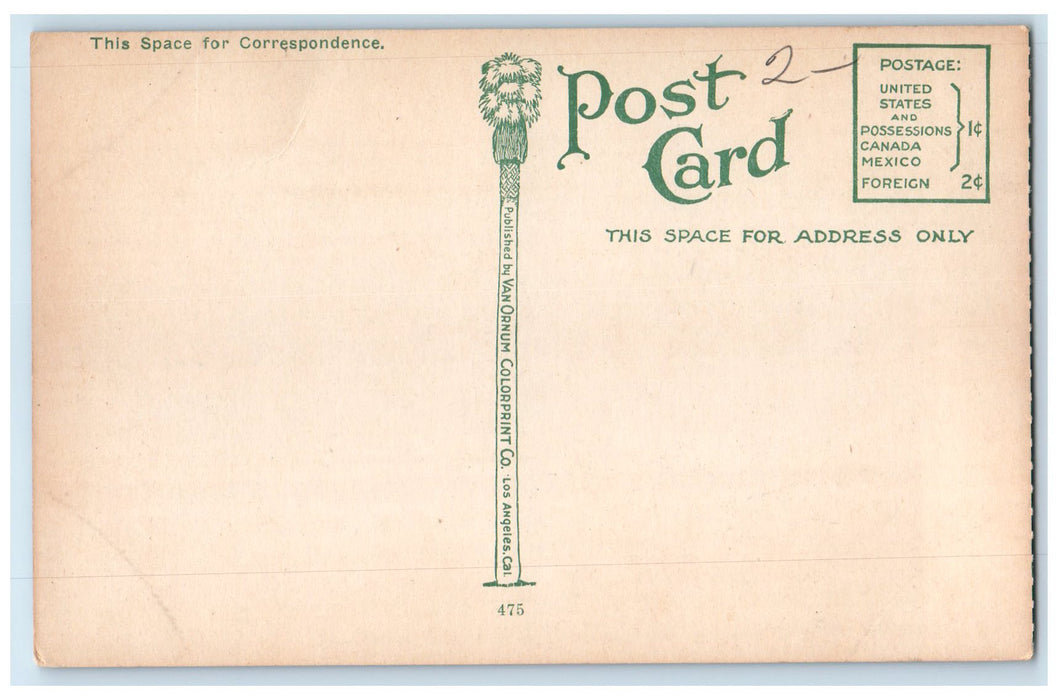 c1910's Hotel Huntington & Restaurant Garden Path Flowers Pasadena CA Postcard