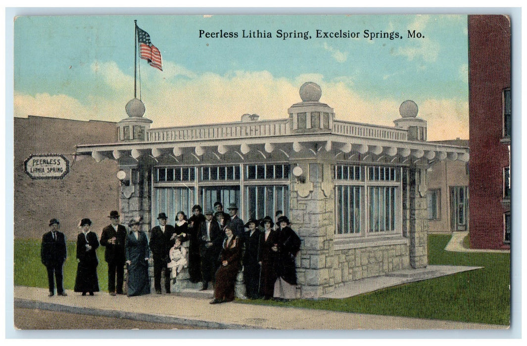 c1910 Peerless Lithia Spring People View Excelsior Springs Missouri MO Postcard