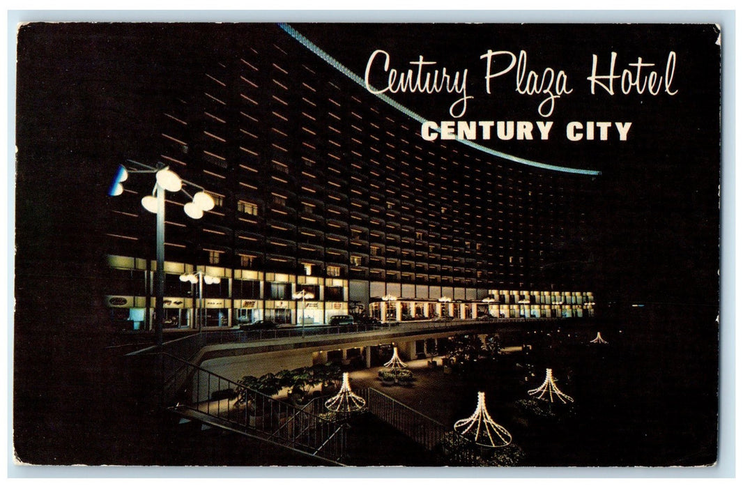 1969 Century Plaza Hotel Restaurant At Night Century City California CA Postcard
