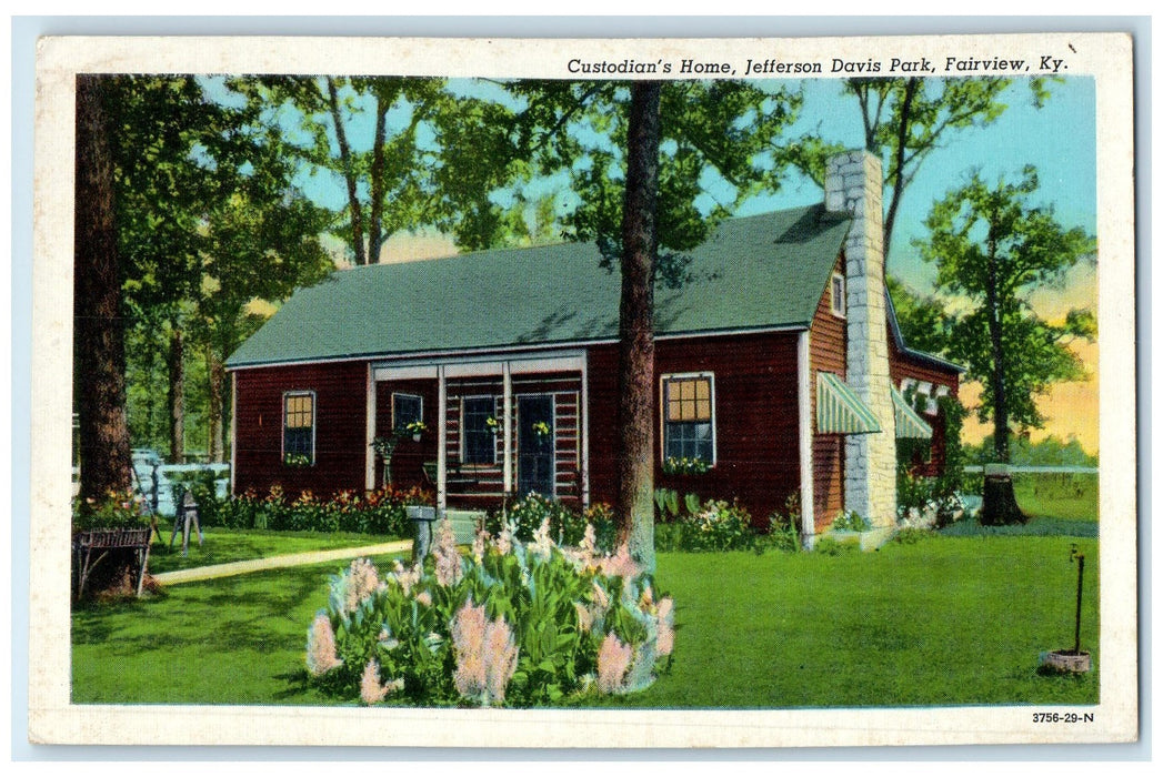 c1920 Custodian's Home Jefferson Davis Park Ground Fairview Kentucky KY Postcard