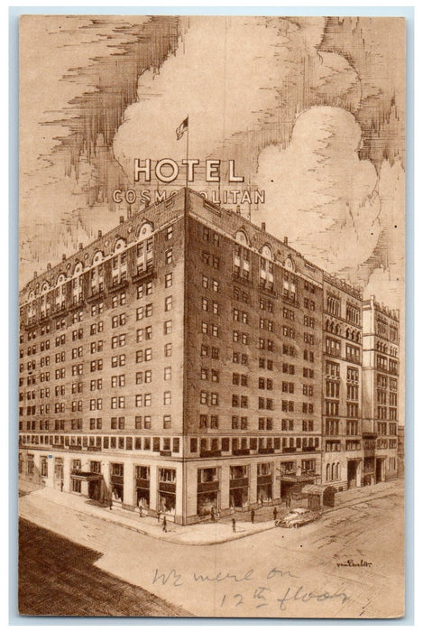 c1910 Cosmopolitan Hotel & Restaurant Building View Denver Colorado CO Postcard