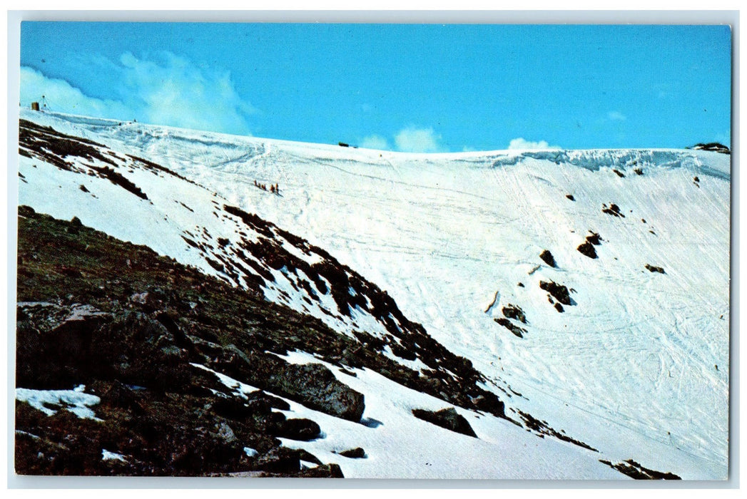 c1950's Skiing Twin Lakes Glacial Headwall Summer Camp Yellowstone WY Postcard
