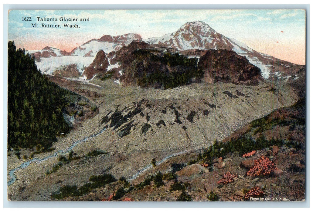 c1950's Tahoma Glacier & Mt. Rainier Snowcapped Winter Washington WA Postcard