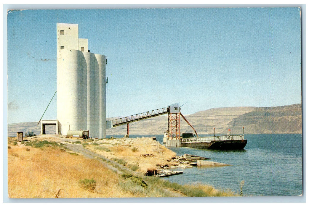 c1950's Barge On Columbia River Transshipment Port Kelly Washington WA Postcard