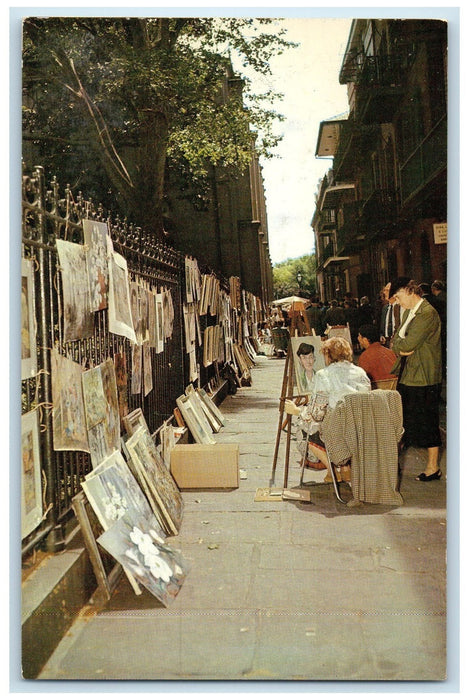 c1950's Pirate's Alley Artist Drawing Painting New Orleans Louisiana LA Postcard