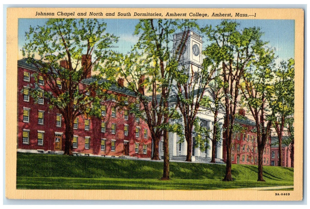 1940 Johnson Chapel North & South Dormitories Amherst College MA Posted Postcard