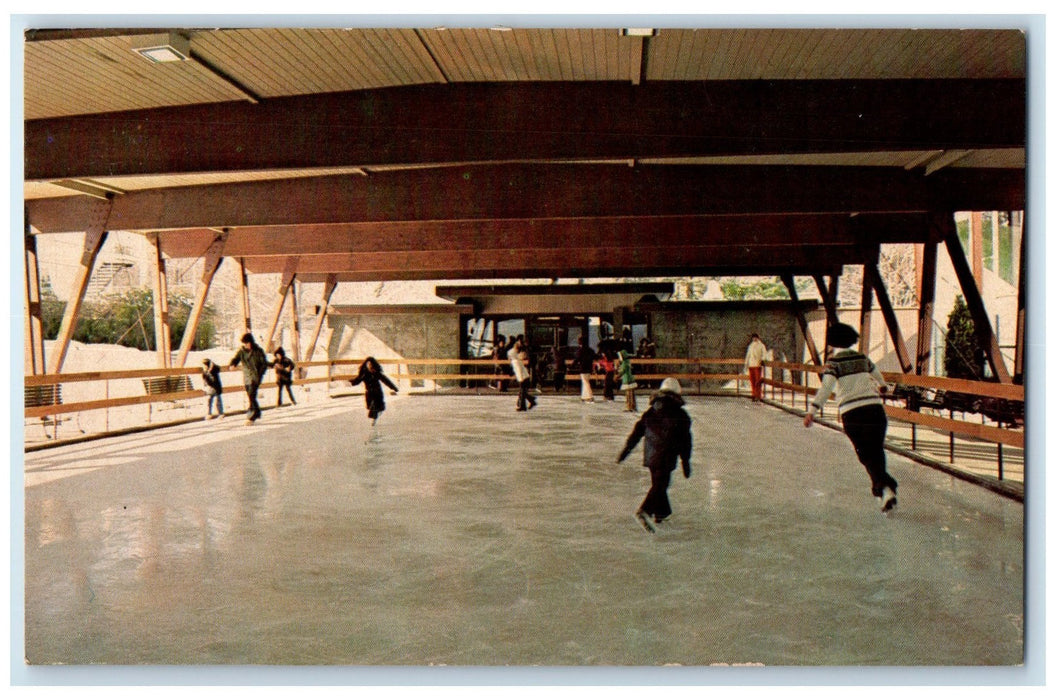 c1950 Stevensville Country Club Ice Skating Rink Swan Lake New York NY Postcard