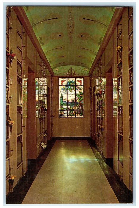 c1950's Memorial Park Cemetery Mausoleum Interior Evanston Illinois IL Postcard