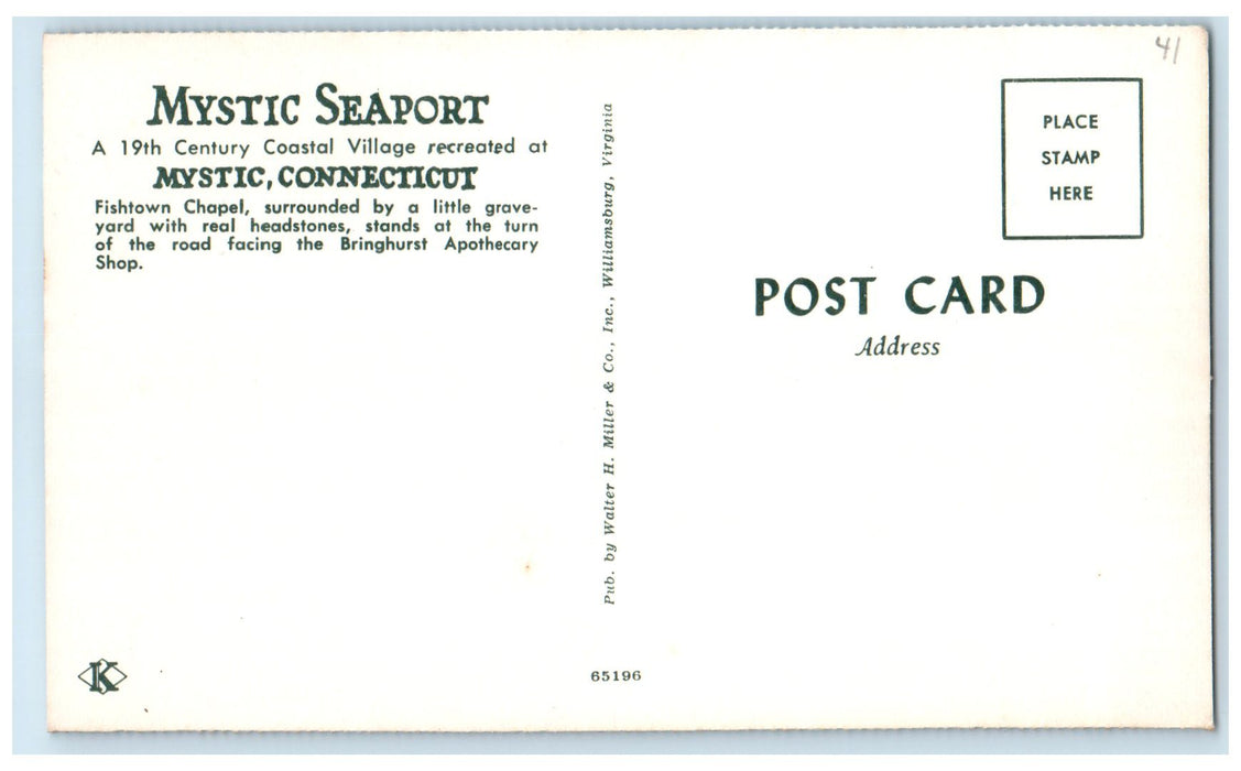 c1950's Mystic Seaport Coastal Village Graveyard Mystic Connecticut CT Postcard