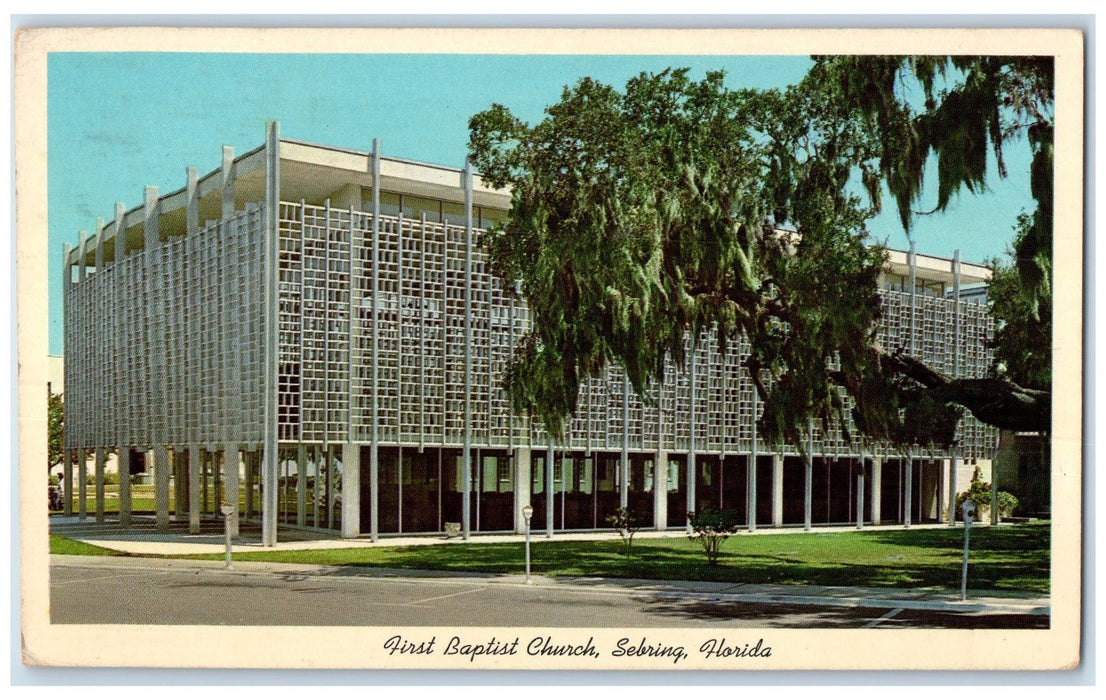 1976 First Baptist Church Building Ground Road View Sebring Florida FL Postcard