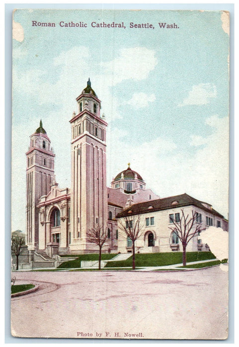 c1950's Roman Catholic Cathedral Tower Building Seattle Washington WA Postcard