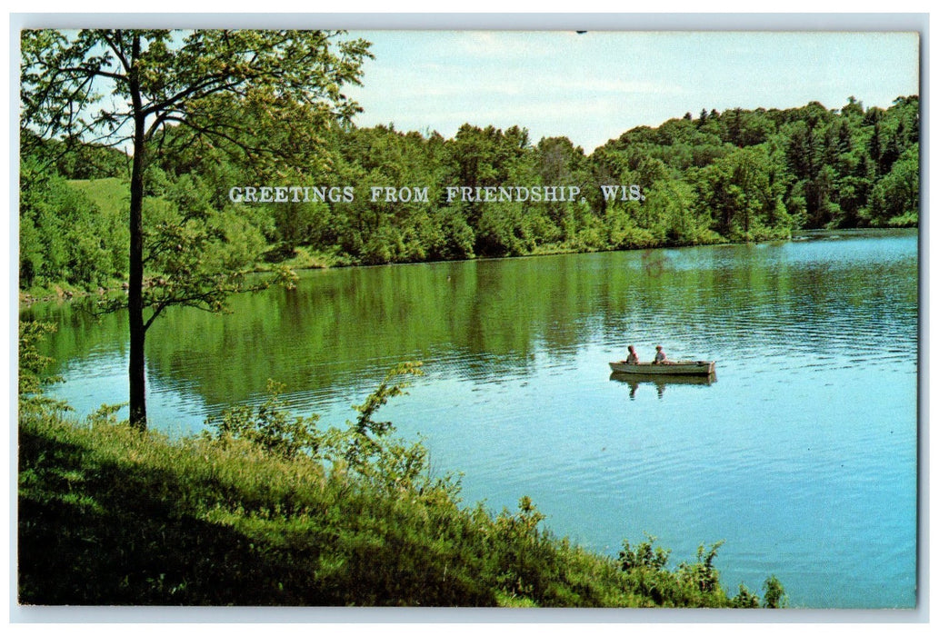 1983 Greetings From Friendship Wisconsin WI Posted Canoeing On Lake Postcard