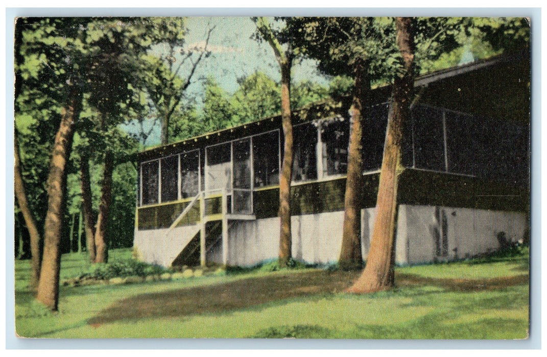 1944 Big Leech Resort Cabin Scene Walker Minnesota MN Unposted Trees Postcard