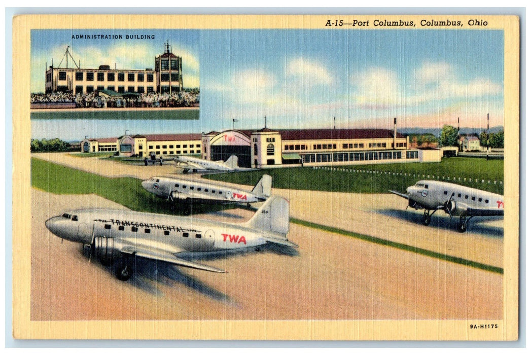 c1940's Administration Building Exterior Port Columbus Columbus Ohio OH Postcard