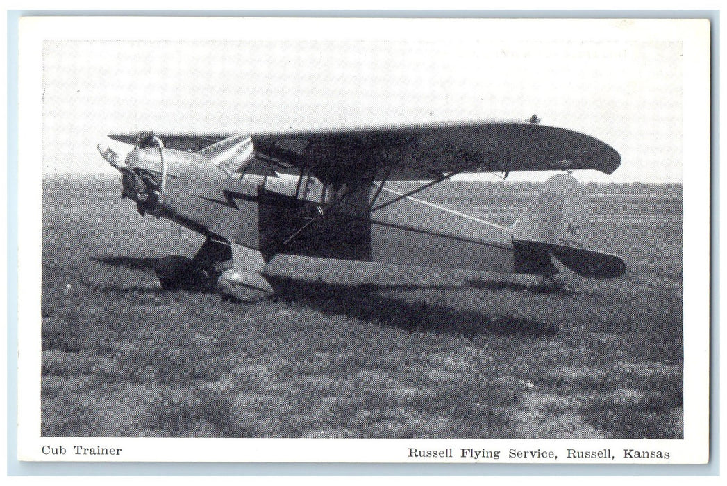 c1960's Cub Trainer Russell Flying Service Russell Kansas KS Unposted Postcard
