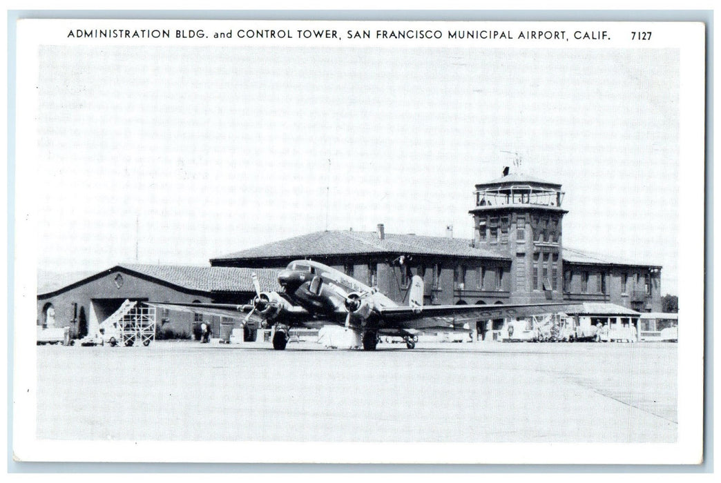 c1940's Administration Building Control Tower San Francisco CA Airport Postcard