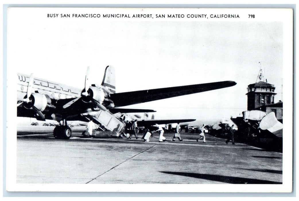 c1940's San Francisco Municipal Airport San Mateo County California CA Postcard