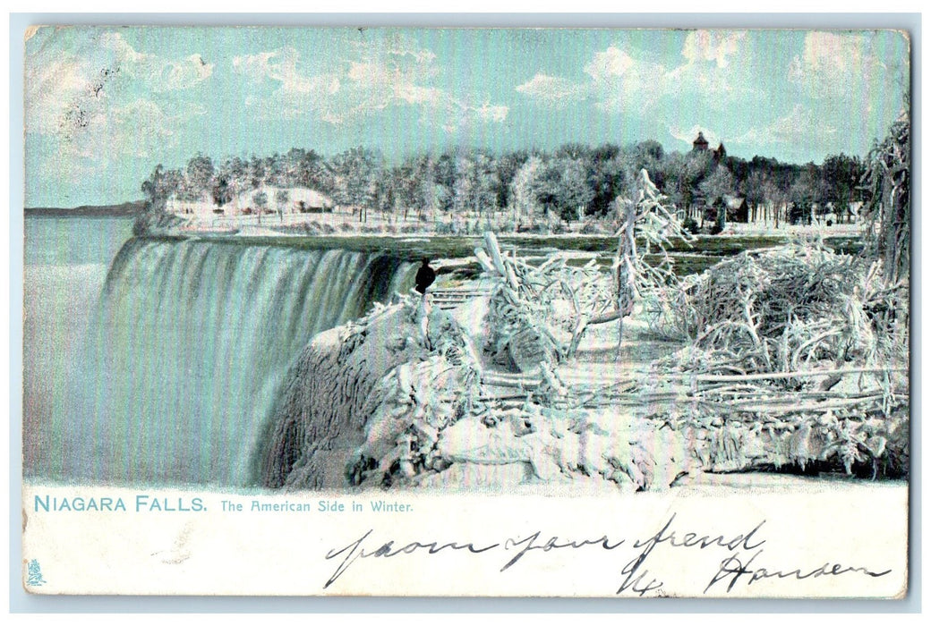 1908 Niagara Falls American Side In Winter Riverhead New York NY Posted Postcard