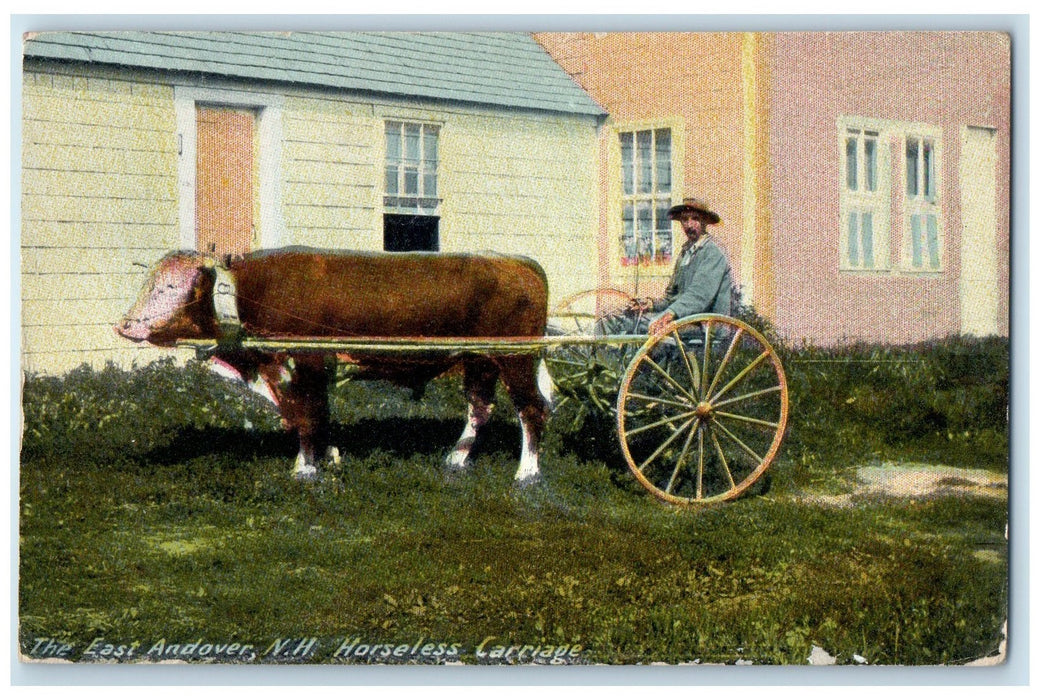 1912 Horseless Carriage Man Scene East Andover New Hampshire NH Posted Postcard