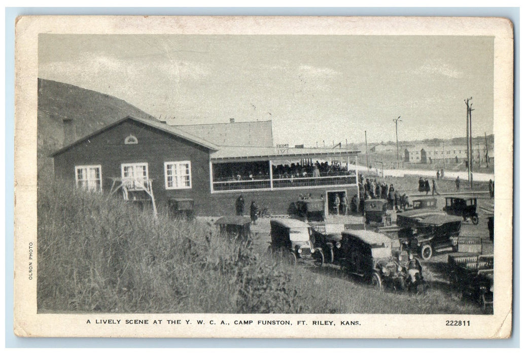 1918 Lively Scene At The YWCA Camp Funston Fort Riley Kansas KS Posted Postcard